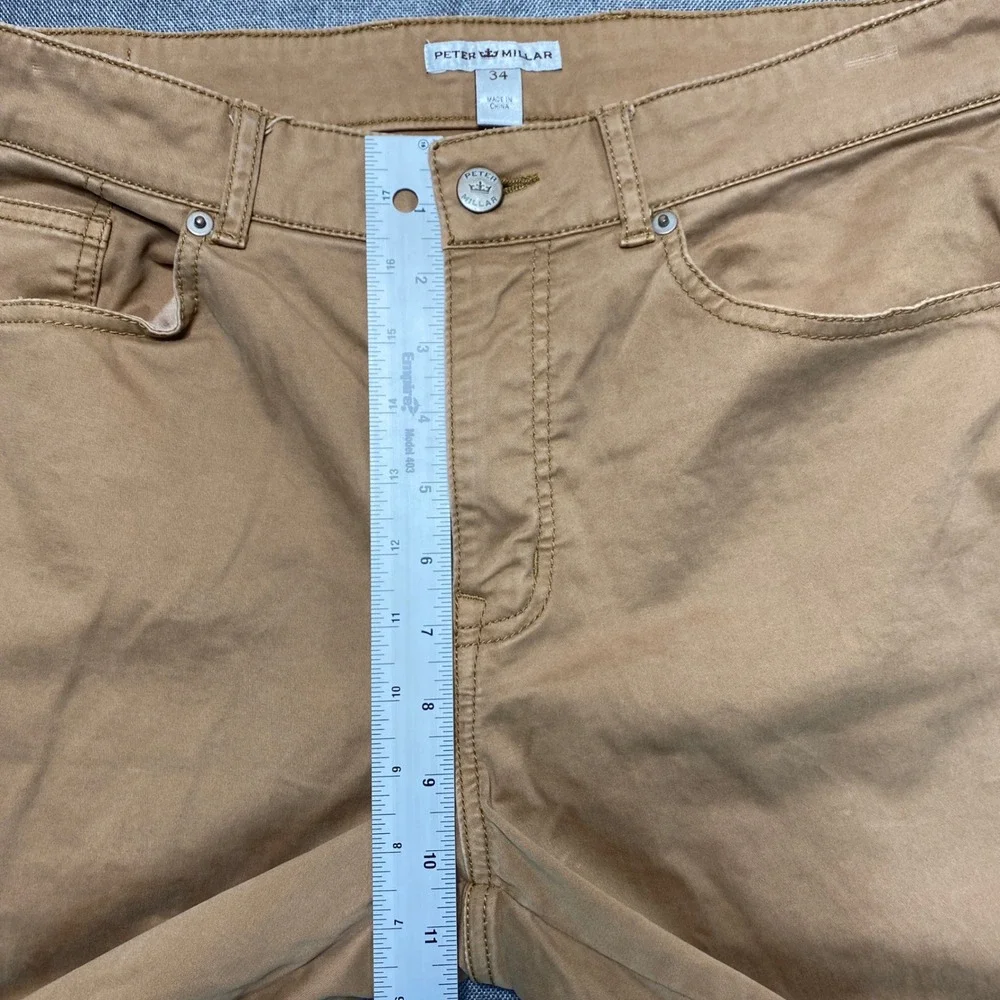 Peter Millar Mens 34 Tan Khaki 5-Pocket Stretch Cotton Straight Leg Pants